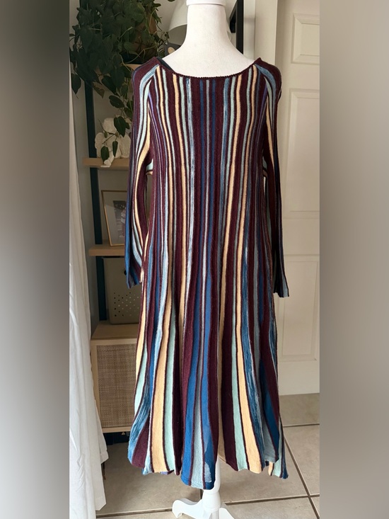 Moth Anthropology Dresses & Skirts - Anthropologie MOTH Nora 3D Knit Striped Sweater Dress XS Wool Alpaca Midi